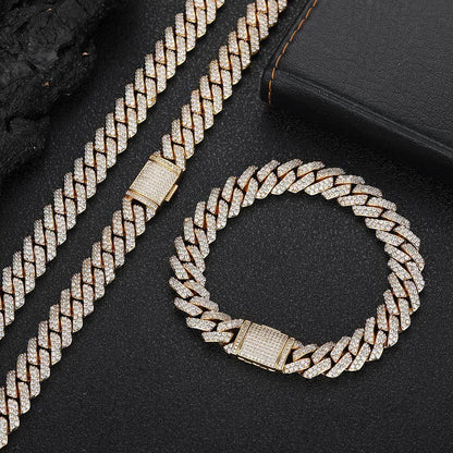 10mm -Shaped Zircon Cuban Link Bracelet - CaratixJewelry