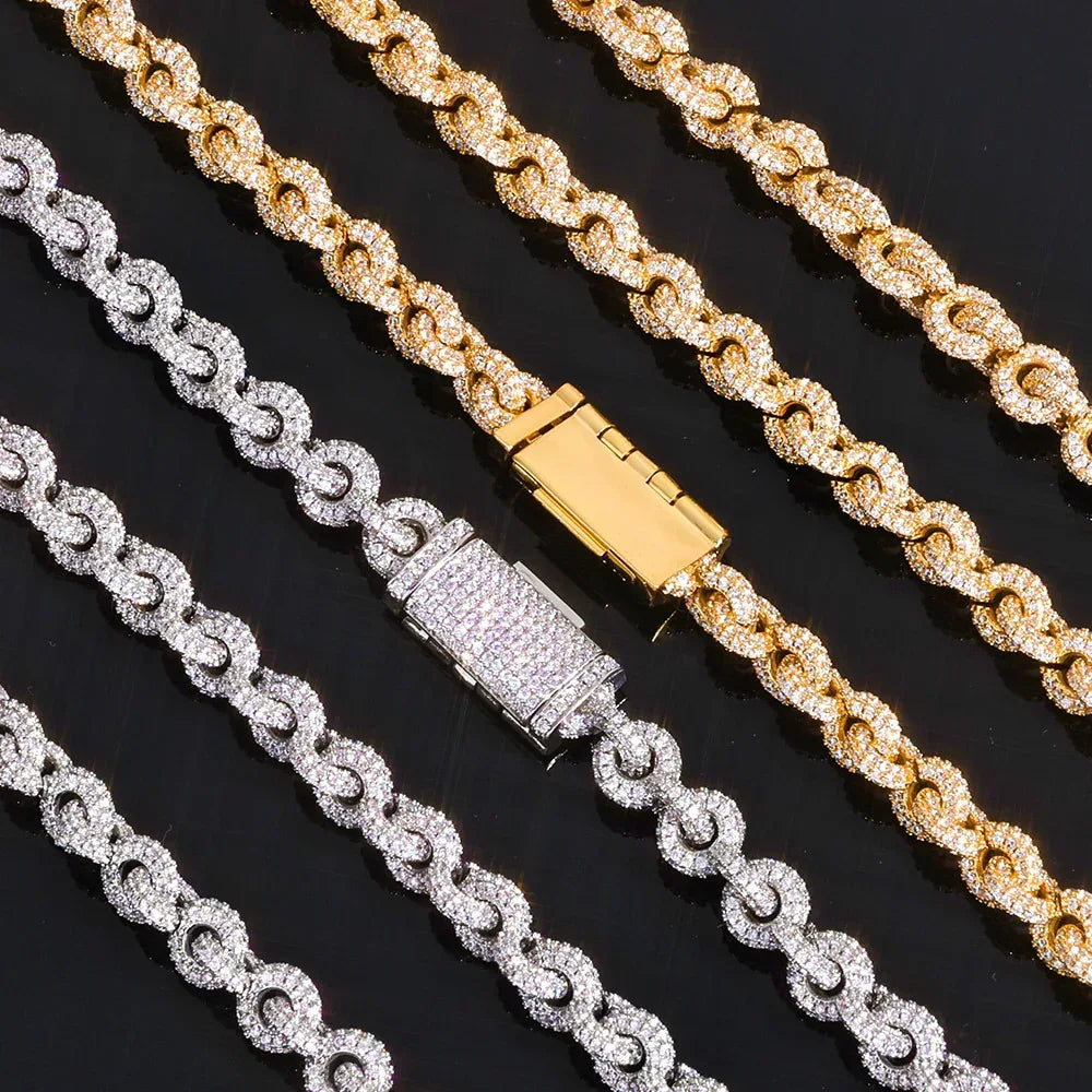 8mm O-Link Moissanite Chain – S925 Sterling Silver Iced-Out Hip Hop Men’s Unique Luxury Streetwear Necklace - CaratixJewelry