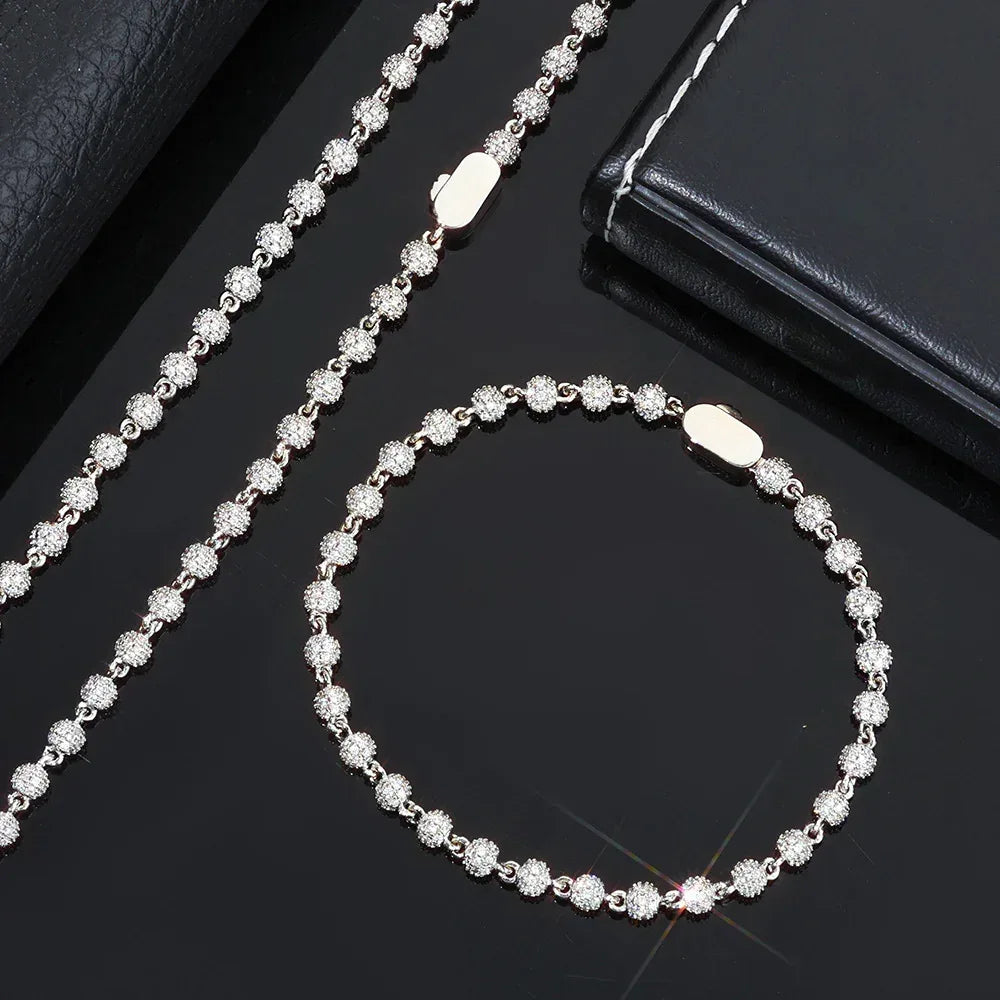 Custom 4mm Fully Iced-Out Round Bead Bracelet | Versatile Rapper Iced Out Chain | Caratix - CaratixJewelry