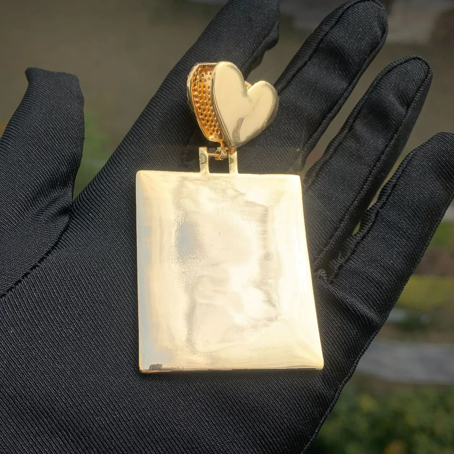 Heart Photo Frame Pendant | CZ Iced Out Custom Picture Hip Hop Necklace - CaratixJewelry