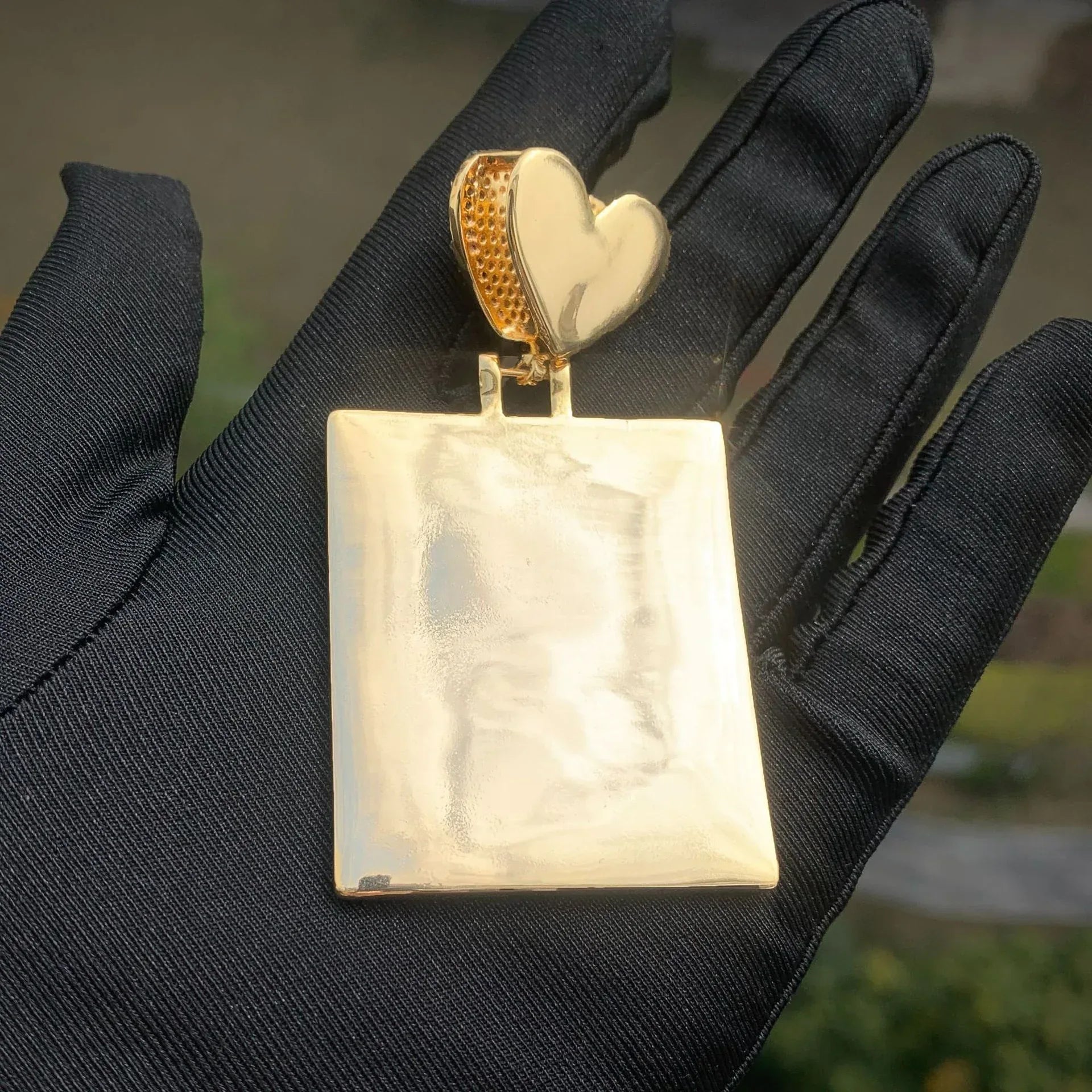 Heart Photo Frame Pendant | CZ Iced Out Custom Picture Hip Hop Necklace - CaratixJewelry