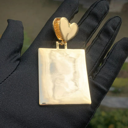 Heart Photo Frame Pendant | CZ Iced Out Custom Picture Hip Hop Necklace - CaratixJewelry