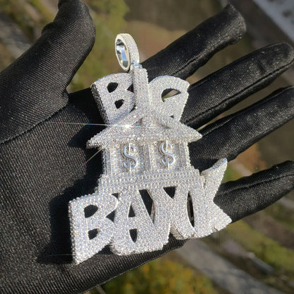 Iced Out Big Bank Pendant Necklace – Hip Hop Money CZ Jewelry for Trendy Street Style - CaratixJewelry