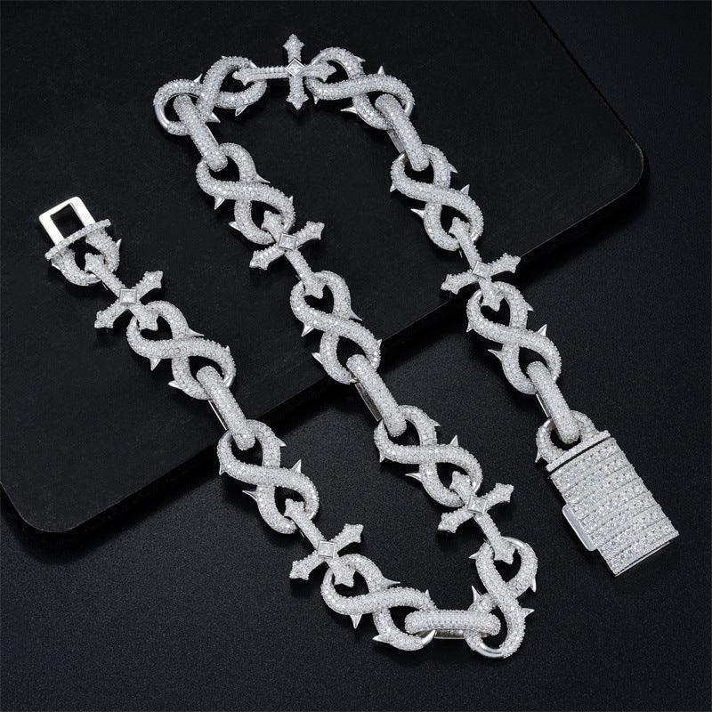 16mm Moissanite Figure-Eight Cuban Link | S925 Silver Men’s Iced Out Chain - CaratixJewelry