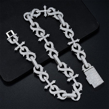 16mm Moissanite Figure-Eight Cuban Link | S925 Silver Men’s Iced Out Chain - CaratixJewelry