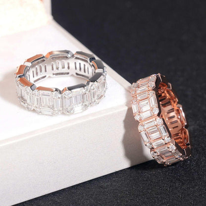 Cut-Line Moissanite Band Ring | S925 Silver Unisex Iced Out Hip Hop Jewelry - CaratixJewelry