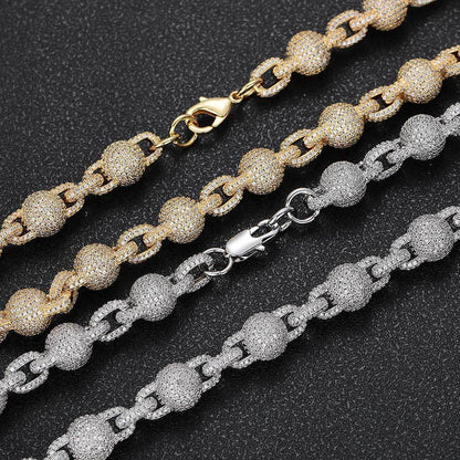 10.5mm Bubble Bead Chain Zircon Hip Hop Necklace for Men | Caratix Jewelry - CaratixJewelry