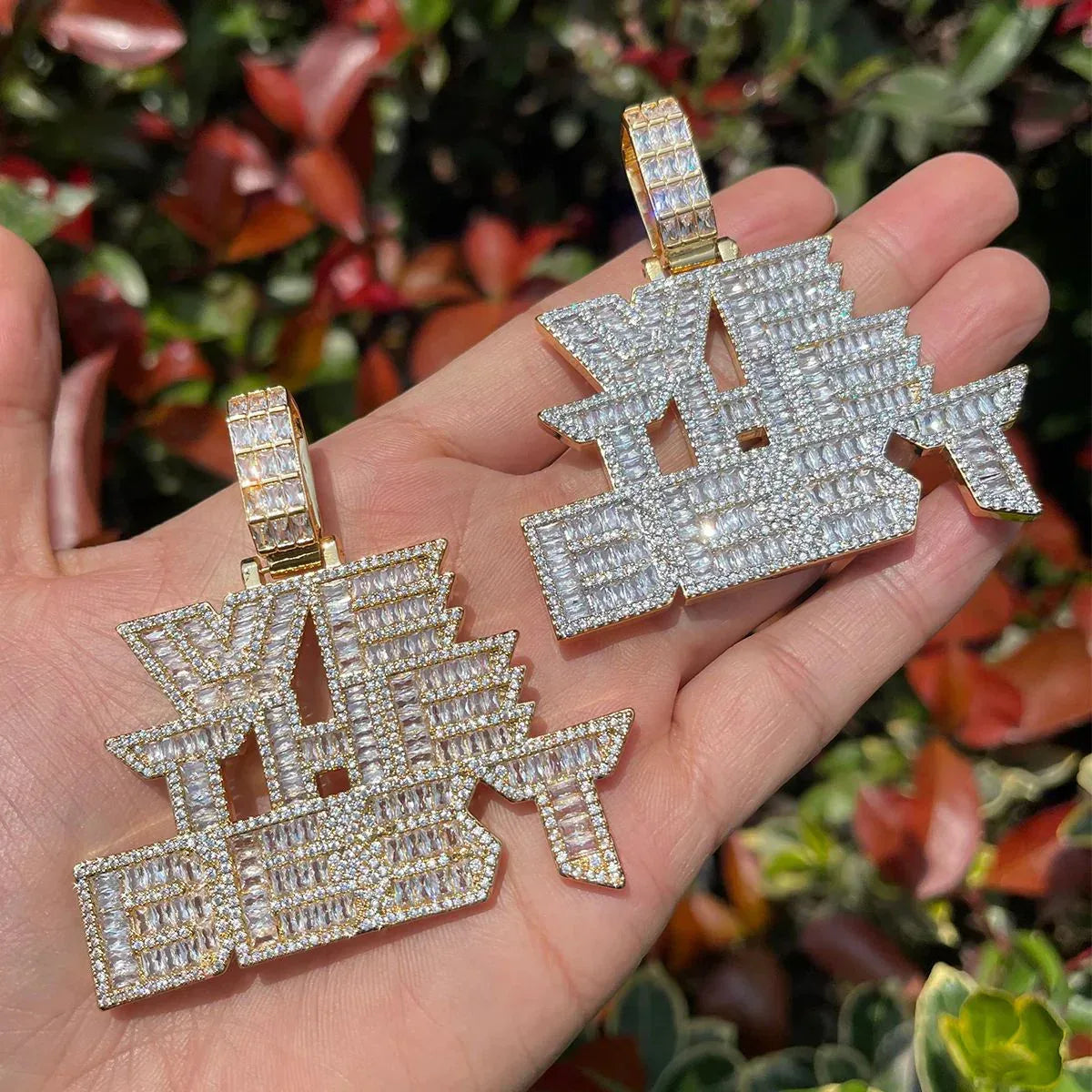 Iced Out "We The Best" Letter Pendant | Men's Hip Hop Slogan Necklace | Premium Copper CZ Motivational Jewelry | DJ Khaled Style Bling | Caratix - CaratixJewelry