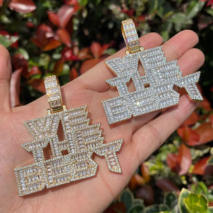 Iced Out "We The Best" Letter Pendant | Men's Hip Hop Slogan Necklace | Premium Copper CZ Motivational Jewelry | DJ Khaled Style Bling | Caratix - CaratixJewelry