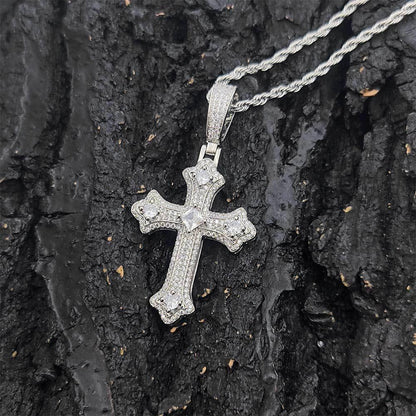 Custom Full Cross Pendant Necklace with Micro-Pave Zircon Stones for Men | Caratix Jewelry - CaratixJewelry