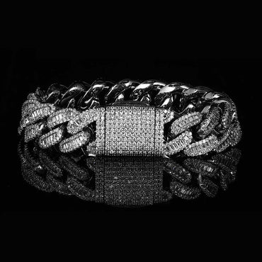 15mm Mixed Zircon Cuban Link Bracelet Luxury Hip Hop Jewelry - CaratixJewelry