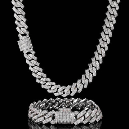 14mm Iced Out Cut Cuban Chain Necklace Double Row Zircon - CaratixJewelry