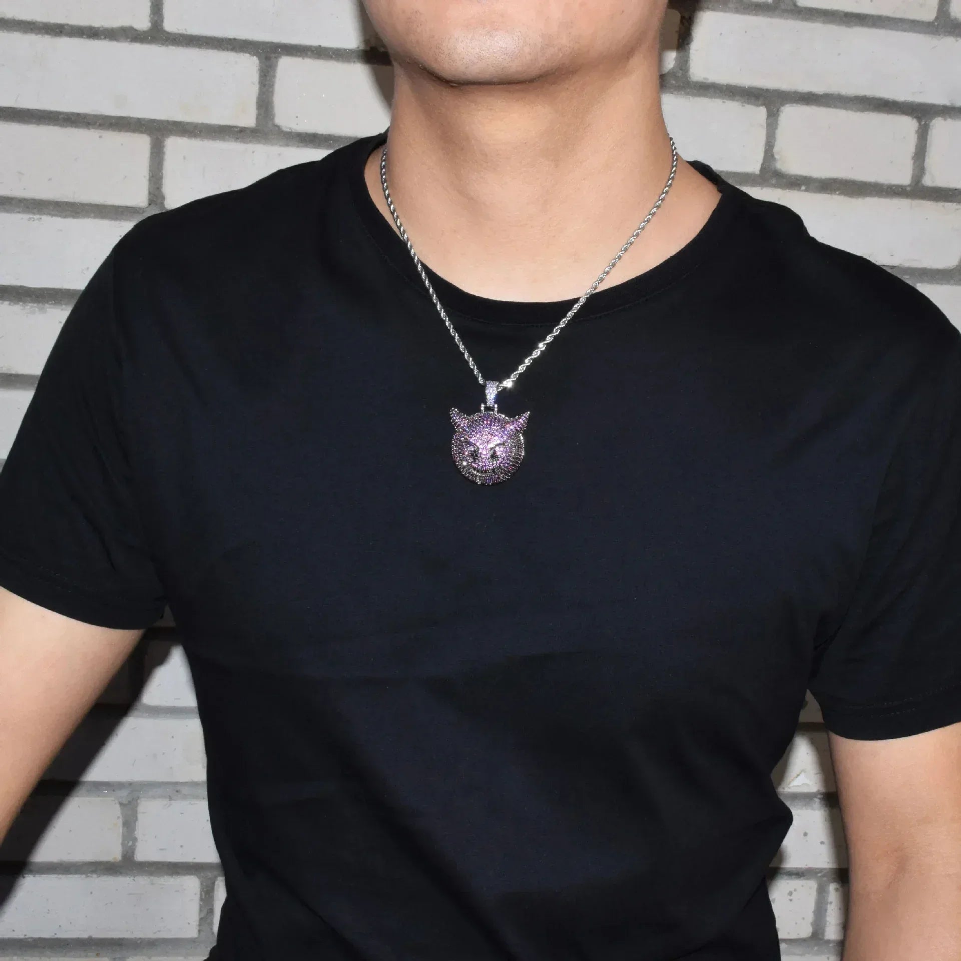Iced Out Purple Devil Emoji Pendant Premium Copper CZ Demon Time Jewelry | Viral Hip Hop Bling | Caratix - CaratixJewelry