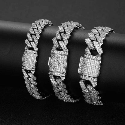 -Pattern Cuban Link Bracelet with Flip Clasp Zircon - CaratixJewelry