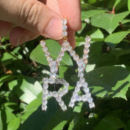 Single Row Letter Pendant | CZ Iced Out Hip Hop DIY Initial Streetwear Necklace - CaratixJewelry