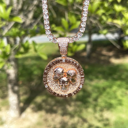 Men's Hardcore Hip Hop Necklace | Premium Copper CZ Skeleton Jewelry - CaratixJewelry