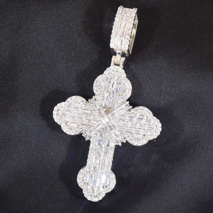 Iced Out Step-Cut Cross Pendant Necklace – Hip Hop Mixed CZ - CaratixJewelry