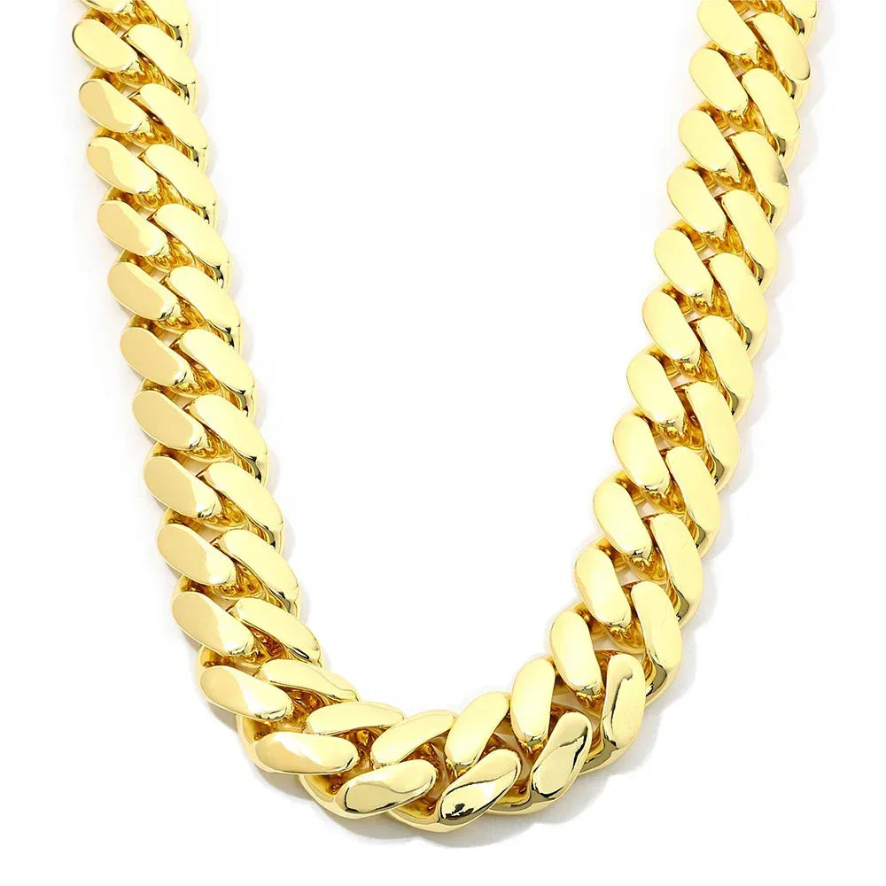 Custom Plain Solid Cuban Link Necklace for Rapper | Iced Out Chain Style - CaratixJewelry