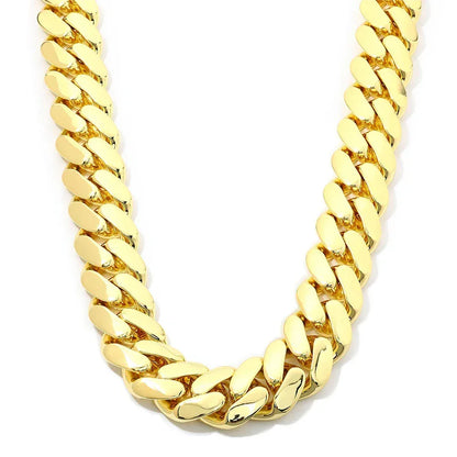 Custom Plain Solid Cuban Link Necklace for Rapper | Iced Out Chain Style - CaratixJewelry