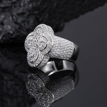 Men's S925 Sterling Silver Moissanite Cross Ring – Luxury Iced-Out Hip-Hop Statement Band