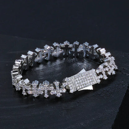 Iced Out Cross Zircon Bracelet Rapper Style Hip Hop Jewelry | Caratix Jewelry - CaratixJewelry
