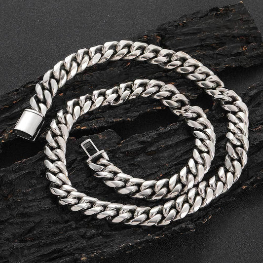 Stainless Steel Cuban Link Necklace with Flip Clasp Polished Hip Hop Jewelry for Men | Caratix Jewelry - CaratixJewelry