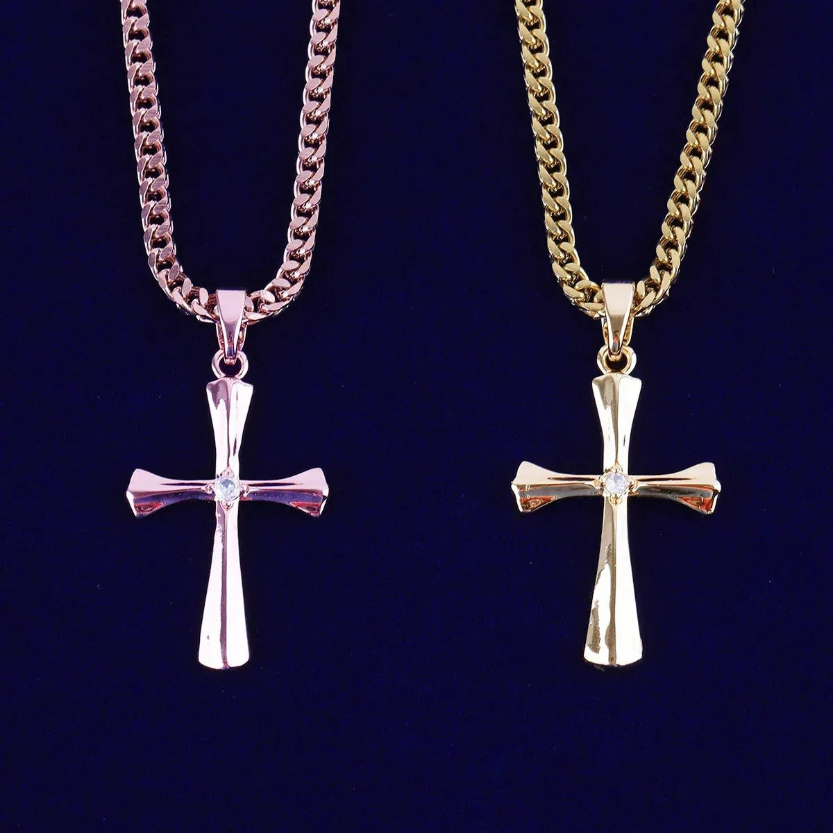 Sleek Iced Out Flat Cross Pendant | Women's Minimalist Hip Hop Necklace | Premium Copper CZ Modern Jewelry | Clean Aesthetic Bling | Caratix - CaratixJewelry