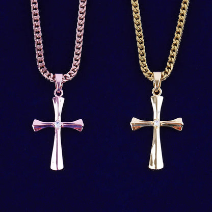 Sleek Iced Out Flat Cross Pendant | Women's Minimalist Hip Hop Necklace | Premium Copper CZ Modern Jewelry | Clean Aesthetic Bling | Caratix - CaratixJewelry