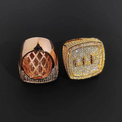 Custom DIY Alphabet Zircon Ring for Men | Trendy Hip Hop Jewelry with Copper Setting | Caratix Jewelry - CaratixJewelry