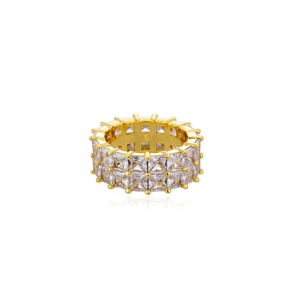 Double Row Baguette Diamond Ring | T-Square Zirconia Band | Caratix