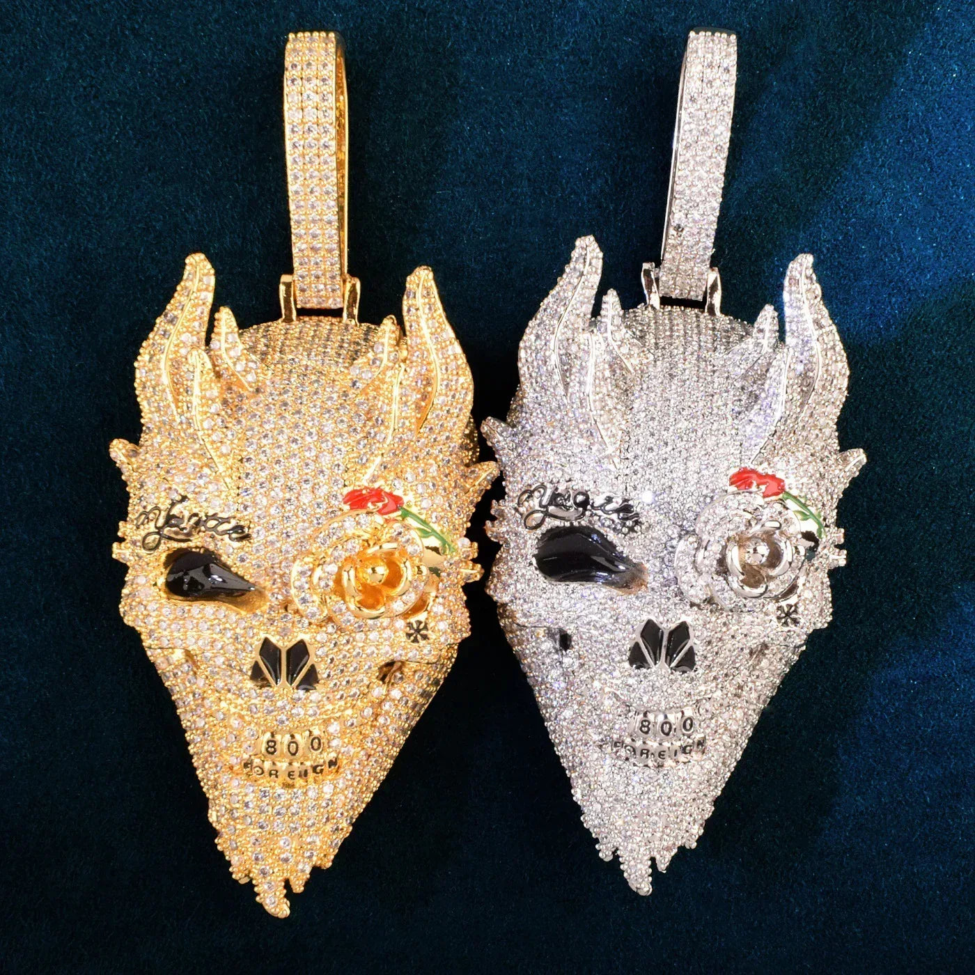 Iced Out Skull Pendant Necklace | CZ Hip Hop Vintage Streetwear Men’s Jewelry - CaratixJewelry