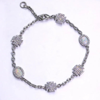 Custom Opal Cross Bracelet Iced Out Chain Style for Rapper | Caratix - CaratixJewelry