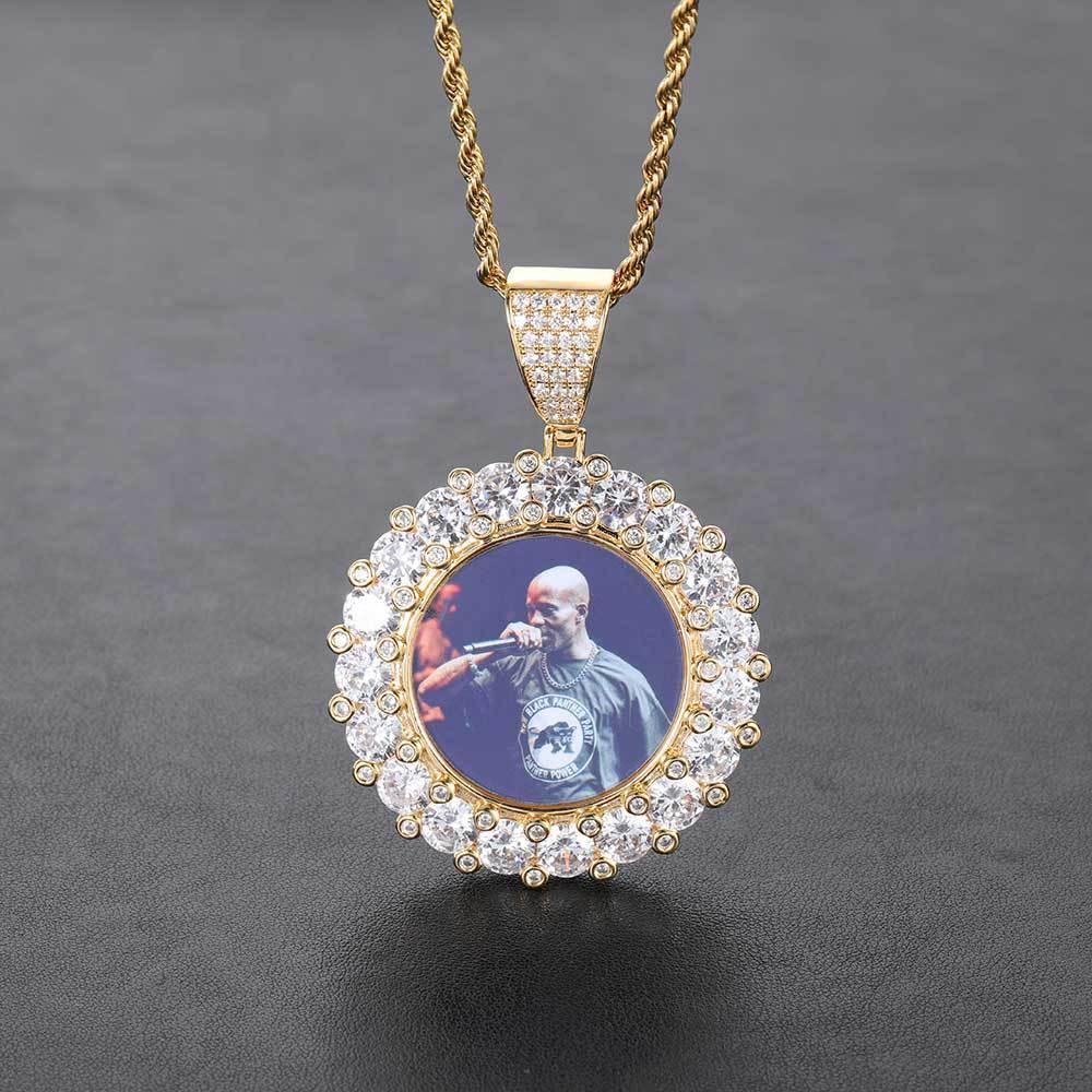 Custom Photo Pendant Iced Out Moissanite Necklace with Micro-Pave Zircon Frame for Men | Caratix Jewelry - CaratixJewelry