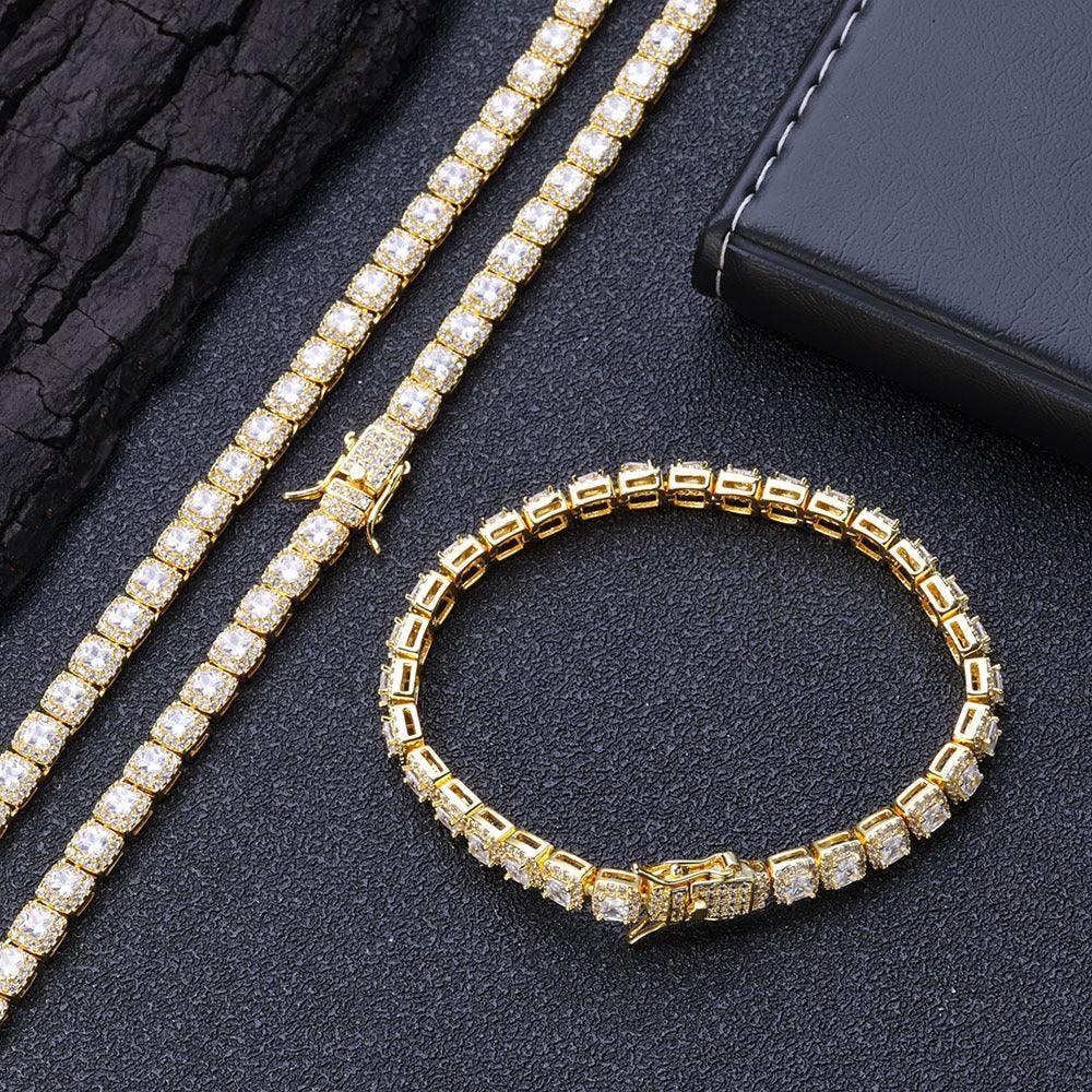 5mm Iced Out Sugar Link Zircon Necklace & Bracelet Hip Hop Jewelry | Caratix - CaratixJewelry