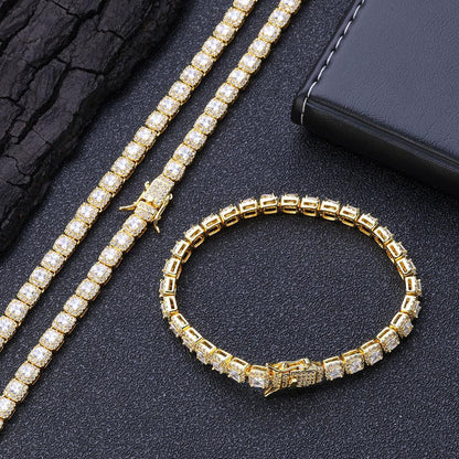 5mm Iced Out Sugar Link Zircon Necklace & Bracelet Hip Hop Jewelry | Caratix - CaratixJewelry