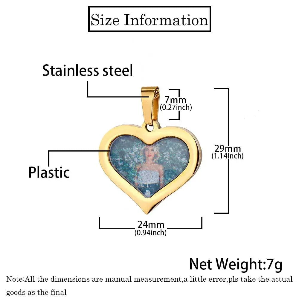 Custom DIY Stainless Steel Heart Photo Pendant Necklace for Men | Caratix Jewelry - CaratixJewelry