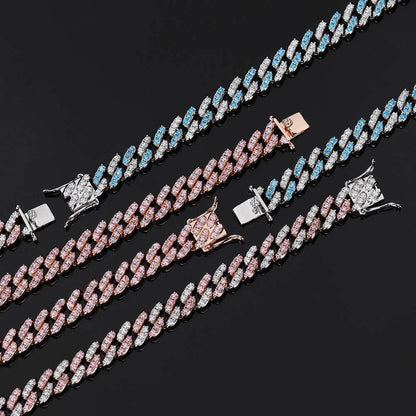 9mm Single Row Cuban Chain Zircon Bling Jewelry Necklace - CaratixJewelry