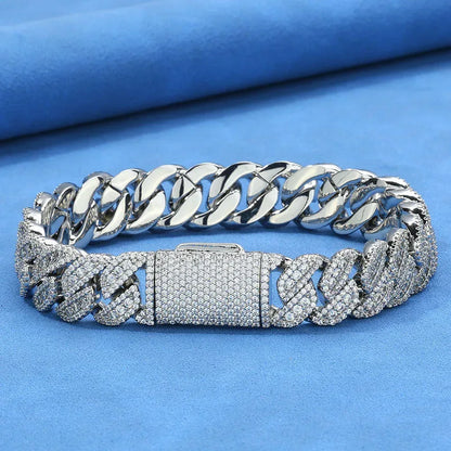 14mm Box Clasp Iced Out Cuban Bracelet Rapper Style | Caratix Jewelry - CaratixJewelry