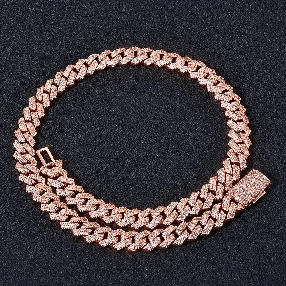 Custom 15mm 4 Row Rhombus Cuban Link Chain Bracelet | Caratix - CaratixJewelry