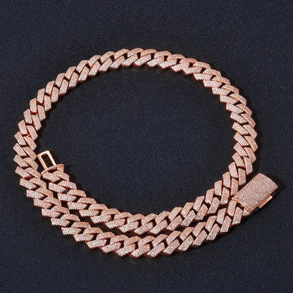 Custom 15mm 4 Row Rhombus Cuban Link Chain Bracelet | Caratix - CaratixJewelry
