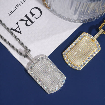2026 New S925 Sterling Silver Moissanite Rectangle Pendant | Iced Out Bar Charm | Caratix