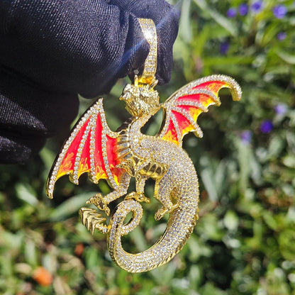 Iced Out Black Dragon Pendant Necklace – Hip Hop CZ Bold Designer Streetwear Jewelry - CaratixJewelry