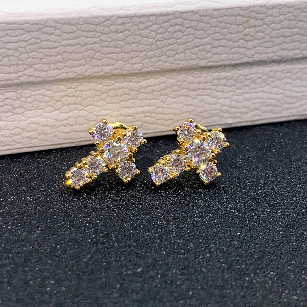 S925 Sterling Silver Single Row Moissanite Hoop Earrings | Classic Huggies | Caratix