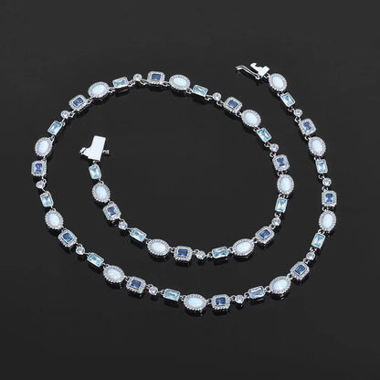 6mm Colored Gemstone Opal Style Chain Necklace Rapper Iced Out Chain for Men | Caratix Jewelry - CaratixJewelry