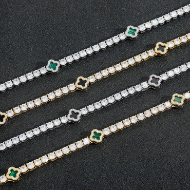 Geometric Clover Tennis Necklace | Women's Luxury Iced-Out Choker | New Hip Hop Bling Accessories | Caratix - CaratixJewelry
