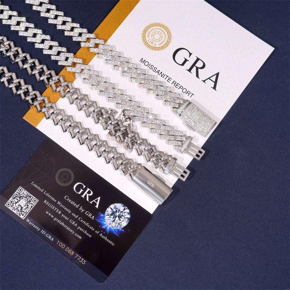 13mm Moissanite Cuban Link Necklace | S925 Silver Men’s Iced Out Hip Hop Chain - CaratixJewelry