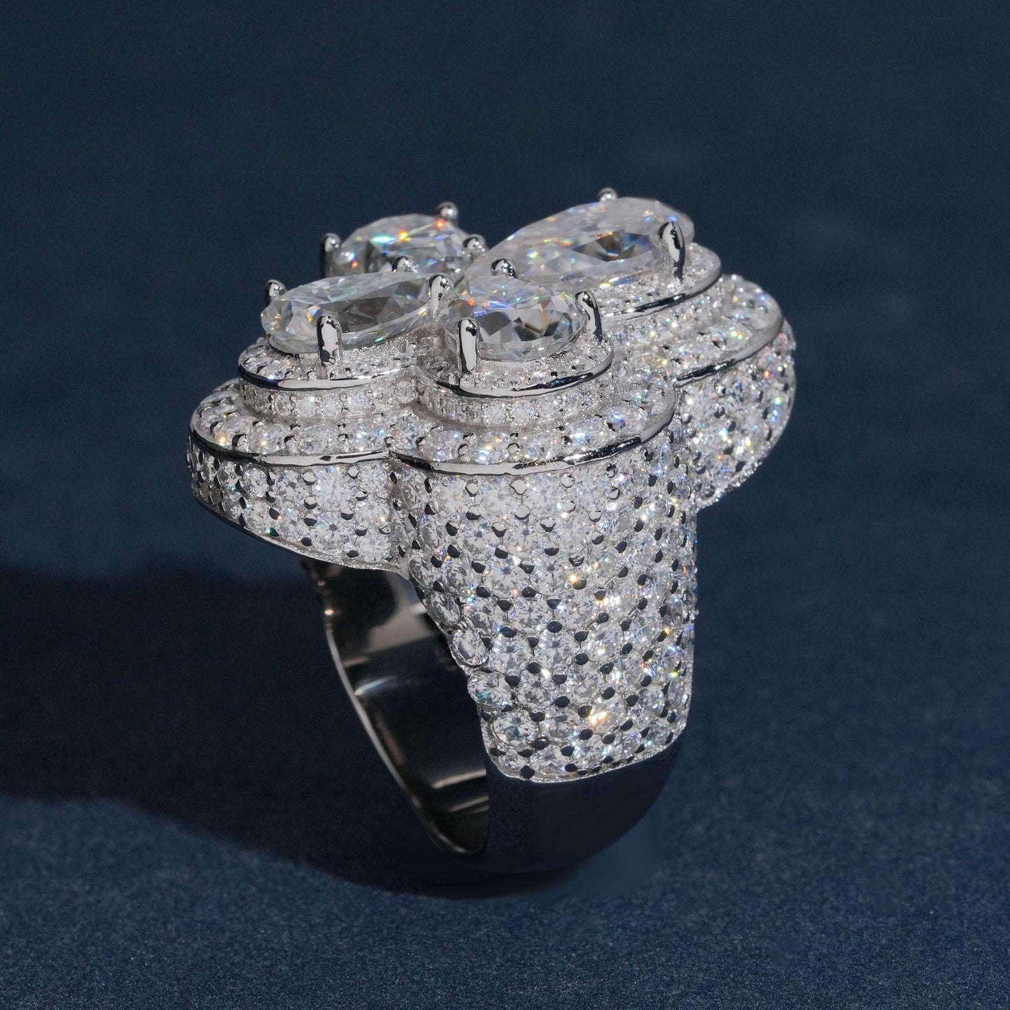 Flower Moissanite Men’s Ring | S925 Silver Luxury Iced Out Hip Hop Jewelry - CaratixJewelry