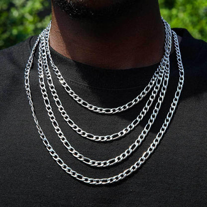 Lobster Clasp Stainless Steel Figaro Chain Necklace Titanium Steel for Men | Caratix Jewelry - CaratixJewelry