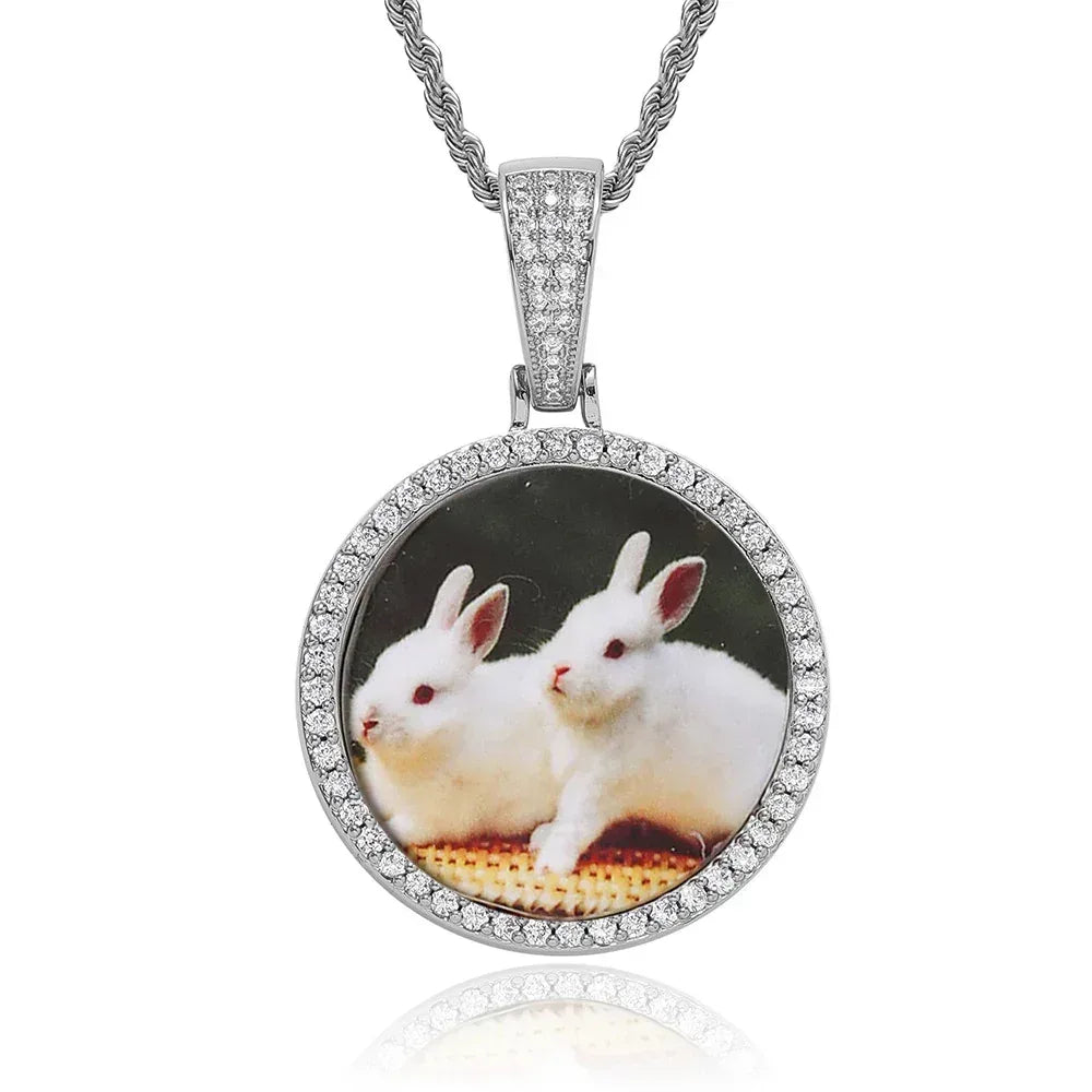 Custom Photo Frame Pendant S925 Silver Moissanite Hip Hop Jewelry for Men | Caratix Jewelry - CaratixJewelry