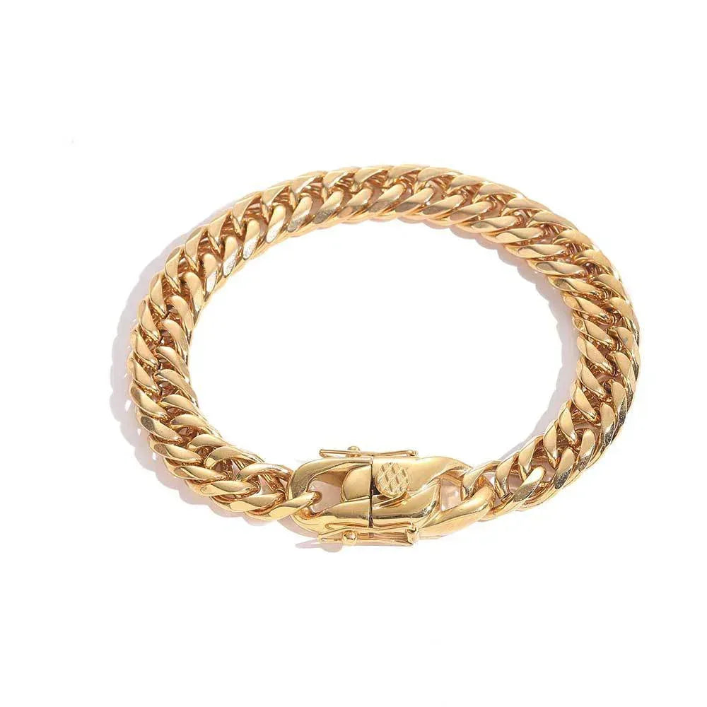 7mm & 9mm Double Weave Cuban Chain Bracelet - CaratixJewelry